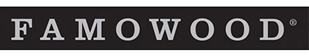 FAMOWOOD logo in uppercase serif white letters with a small registered trademark symbol, centered on a dark rectangular background