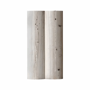 Log Siding Two light-colored vertical wooden logs placed side by side, showing natural grain and scattered dark knots on a plain white background. Log Siding