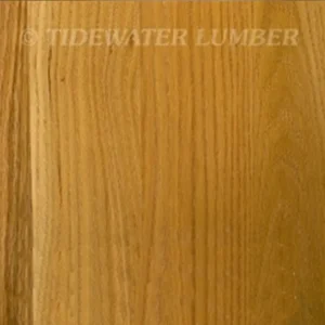 Red Oak Flooring. Light brown wooden plank with vertical oak-like grain and a faint "TIDEWATER LUMBER" watermark near the top